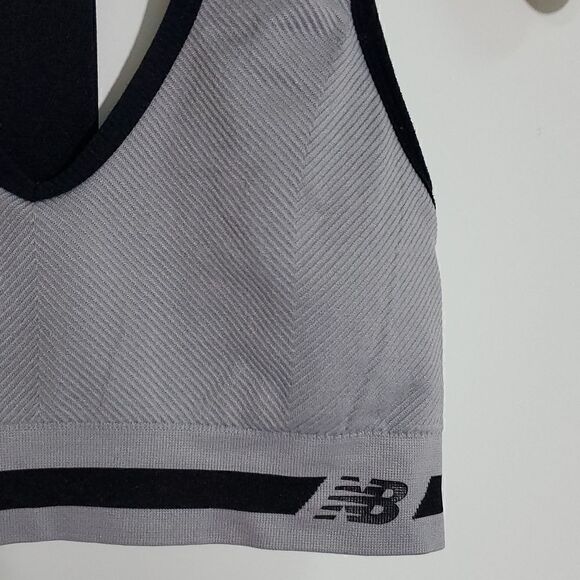 New Balance Racerback Sports Bra Grey Black Size S - Picture 2 of 5